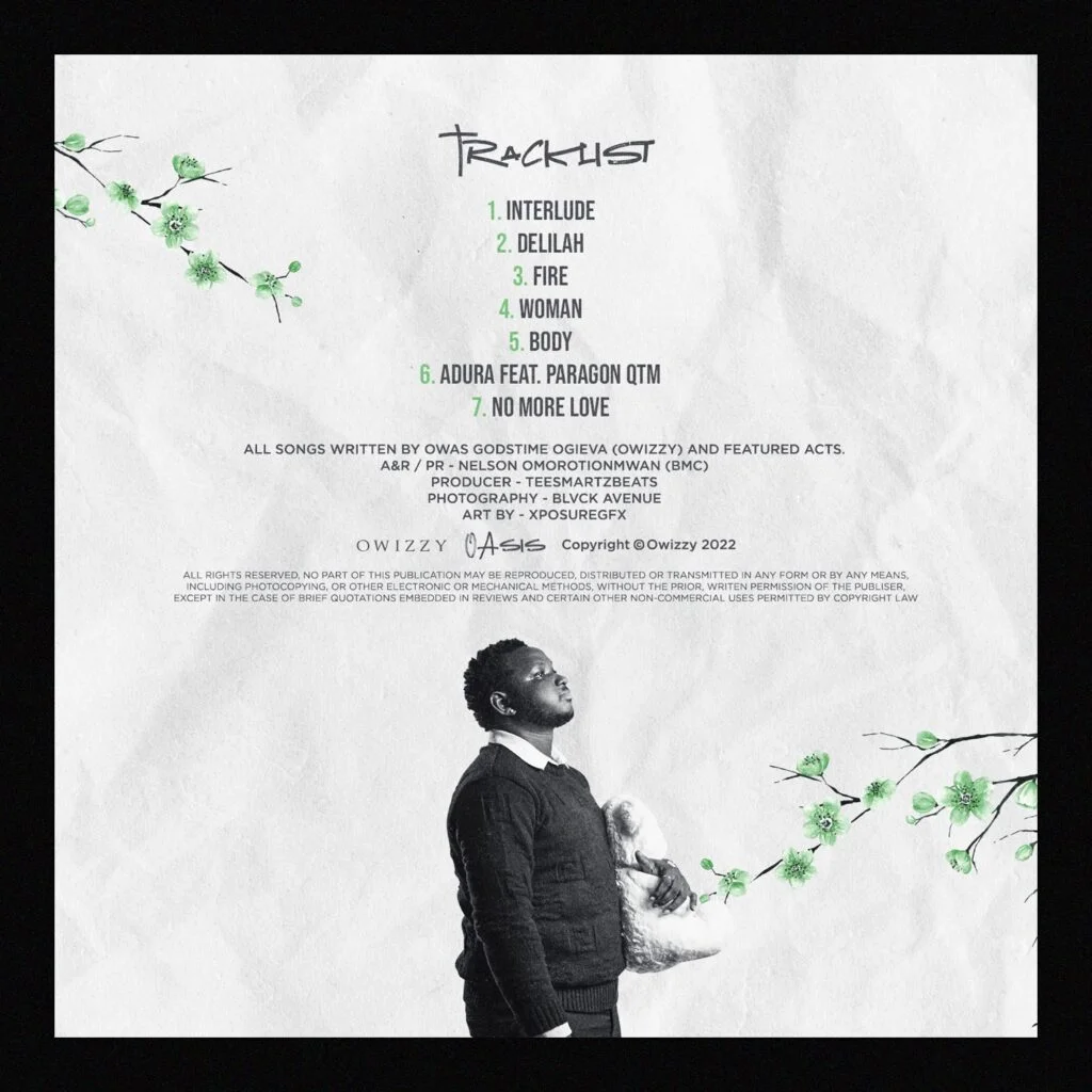 Owizzy, Nigerian AfroFusion Artiste Set To Release Debut Ep OasisOwizzy Oasis Tracklist