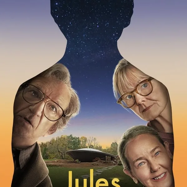 In the movie, Jules  - A flying saucer lands in the backyard of an elderly suburbanite with memory problems, who forms a bond with the scared alien inside.